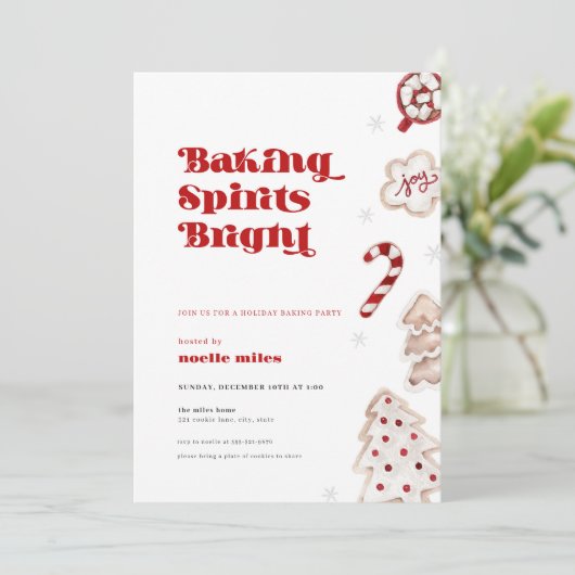 Baking Spirits Bright Christmas Cookie Uitnodiging (Staand voorkant)