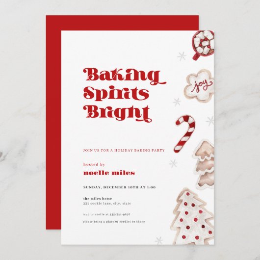 Baking Spirits Bright Christmas Cookie Uitnodiging (Voorkant / Achterkant)