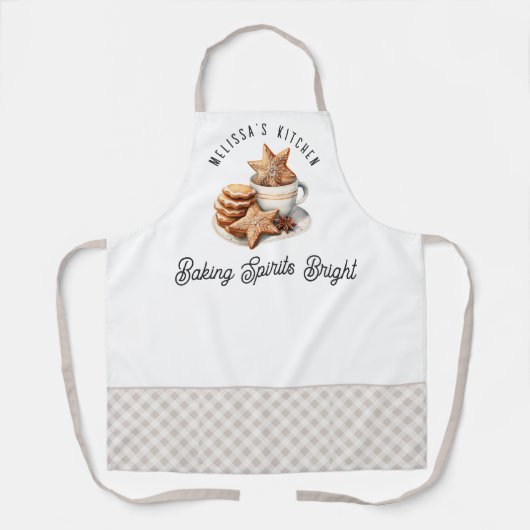 Baking Spirits Bright Christmas Cookies met naam Schort (Voorkant)