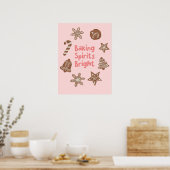 Baking Spirits Bright Christmas Cookies Roze Poster (Keuken)
