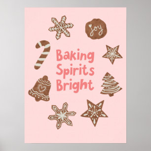 Baking Spirits Bright Christmas Cookies Roze Poster
