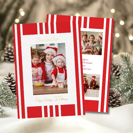 Baking Spirits Bright Christmas Familiefoto Folie Feestdagenkaart