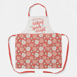 Baking Spirits Bright Christmas Floral Custom Schort
