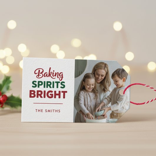 Baking Spirits Bright Christmas Foto Gift Label Cadeaulabel