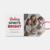 Baking Spirits Bright Christmas Foto Gift Label Cadeaulabel (Voorkant (Horizontaal))