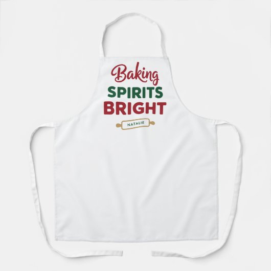 Baking Spirits Bright Christmas Gift Custom Name Schort (Voorkant)