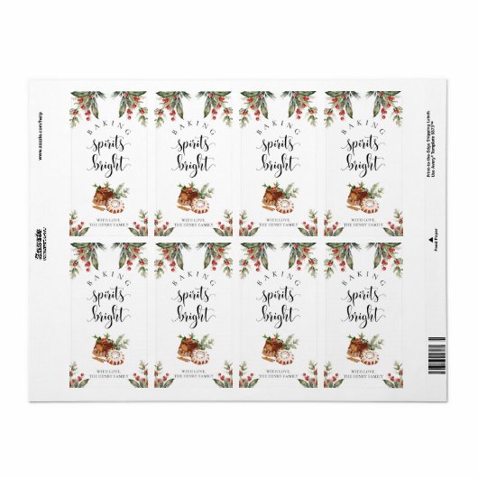 Baking Spirits Bright Christmas Gift Label Sticker (Full Sheet)