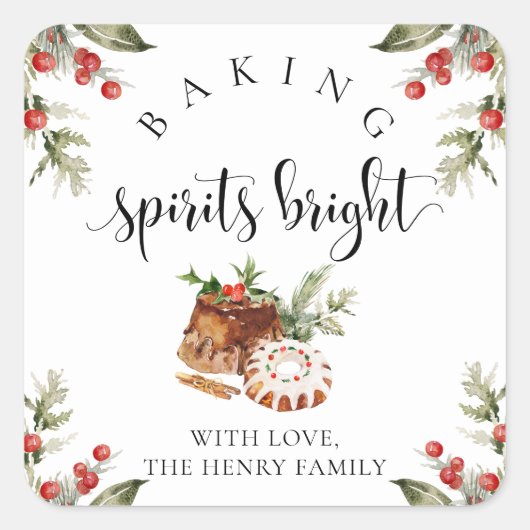 Baking Spirits Bright Christmas Gift Label Sticker (Voorkant)