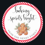 Baking Spirits Bright Christmas Gift Label Sticker<br><div class="desc">Deze bakkersgeest felle kerstcadeau-stickers zijn de perfecte aanvulling op uw zelfgemaakte kerstcadeaus. De stickers kunnen gepersonaliseerd worden met jouw naam. Scripttekst kan niet worden bewerkt. Alle andere tekst is bewerkbaar en kan worden aangepast aan uw behoeften. Voor meer geavanceerde aanpassing van dit ontwerp, selecteert u gewoon de knop "Aanpassen" hierboven....</div>