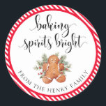 Baking Spirits Bright Christmas Gift Label Sticker<br><div class="desc">Deze bakkersgeest felle kerstcadeau-stickers zijn de perfecte aanvulling op uw zelfgemaakte kerstcadeaus. De stickers kunnen gepersonaliseerd worden met jouw naam. Scripttekst kan niet worden bewerkt. Alle andere tekst is bewerkbaar en kan worden aangepast aan uw behoeften. Voor meer geavanceerde aanpassing van dit ontwerp, selecteert u gewoon de knop "Aanpassen" hierboven....</div>