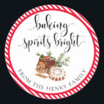 Baking Spirits Bright Christmas Gift Label Sticker<br><div class="desc">Deze bakkersgeest felle kerstcadeau-stickers zijn de perfecte aanvulling op uw zelfgemaakte kerstcadeaus. De stickers kunnen gepersonaliseerd worden met jouw naam. Scripttekst kan niet worden bewerkt. Alle andere tekst is bewerkbaar en kan worden aangepast aan uw behoeften. Voor meer geavanceerde aanpassing van dit ontwerp, selecteert u gewoon de knop "Aanpassen" hierboven....</div>