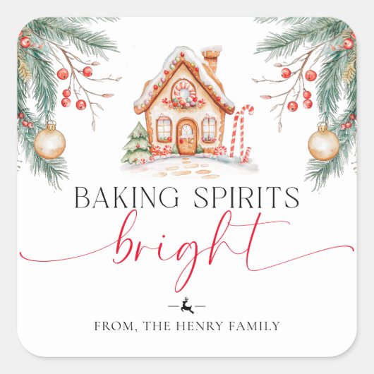 Baking Spirits Bright Christmas Gift Label Sticker (Voorkant)