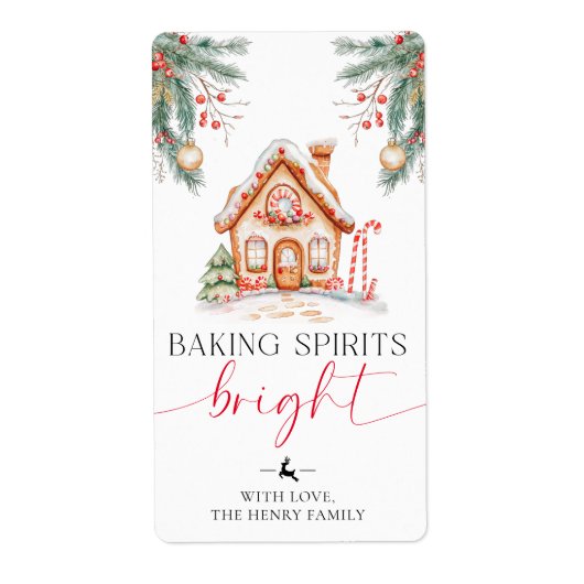 Baking Spirits Bright Christmas Gift Label Sticker (Voorkant)