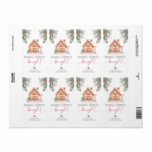 Baking Spirits Bright Christmas Gift Label Sticker (Full Sheet)