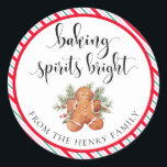 Baking Spirits Bright Christmas Gift Label Sticker<br><div class="desc">Deze bakkersgeest felle kerstcadeau-stickers zijn de perfecte aanvulling op uw zelfgemaakte kerstcadeaus. De stickers kunnen gepersonaliseerd worden met jouw naam. Scripttekst kan niet worden bewerkt. Alle andere tekst is bewerkbaar en kan worden aangepast aan uw behoeften. Voor meer geavanceerde aanpassing van dit ontwerp, selecteert u gewoon de knop "Aanpassen" hierboven....</div>