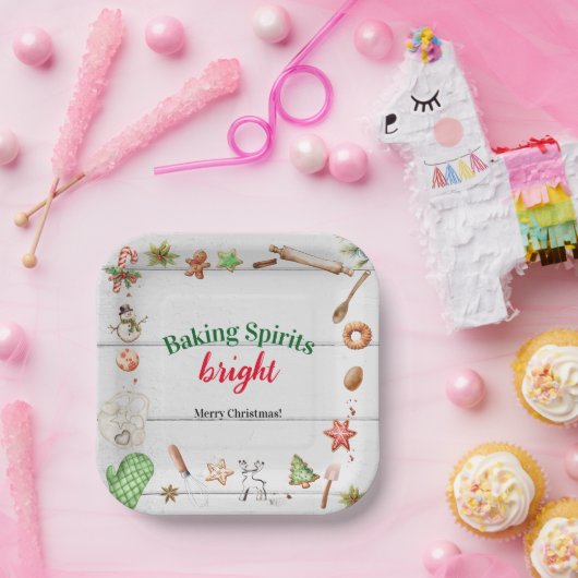 Baking Spirits Bright Christmas Holiday Party Papieren Bordje (Feest)