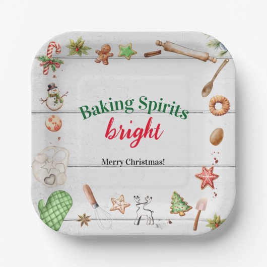 Baking Spirits Bright Christmas Holiday Party Papieren Bordje (Voorkant)