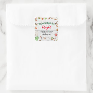 Baking Spirits Bright Christmas Holiday Party Vierkante Sticker
