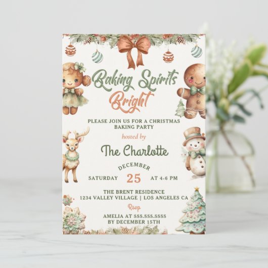 Baking Spirits Bright Christmas Party Kaart (Staand voorkant)