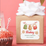 Baking Spirits Bright Christmas Treat Gift Vierkante Sticker<br><div class="desc">Baking Spirits Bright Christmas Treat Gift Stickers</div>