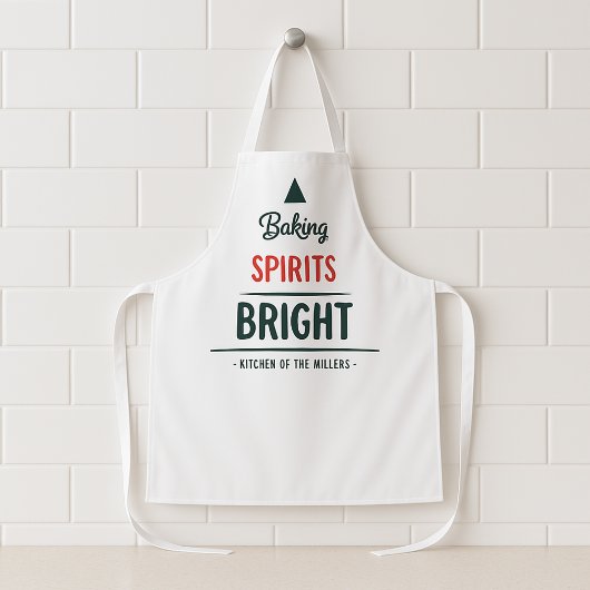 Baking Spirits Bright Christmas Tree Custom Name Schort