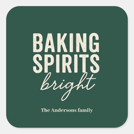 “Baking Spirits Bright Christmas Vierkante Sticker (Voorkant)