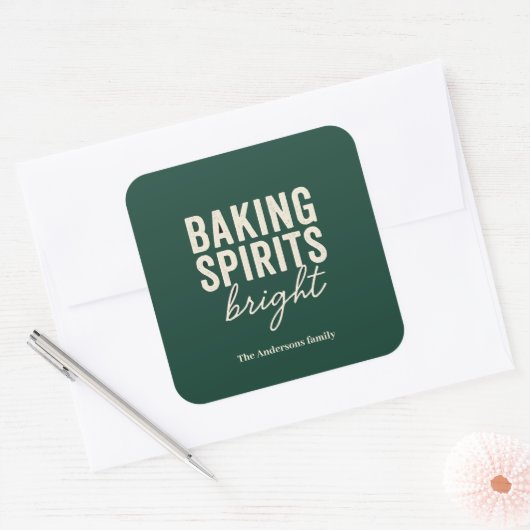 “Baking Spirits Bright Christmas Vierkante Sticker (Envelop)