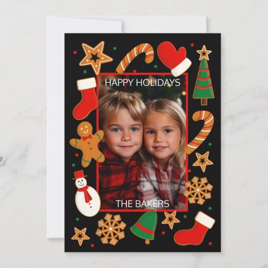 Baking Spirits Bright Cookie Aangepaste fotokalend Feestdagenkaart (Voorkant)