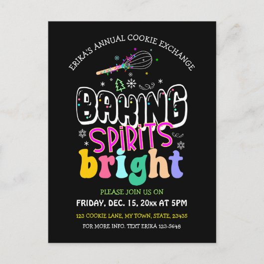 Baking Spirits Bright Cookie Exchange Party Briefkaart (Voorkant)