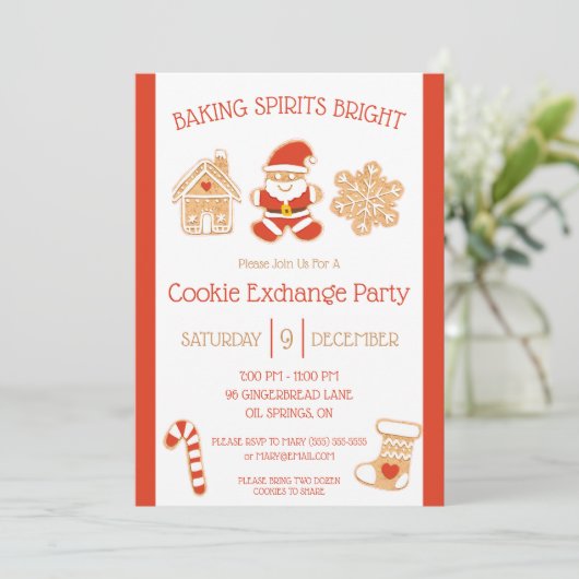 Baking Spirits Bright, Cookie Exchange Party Kaart (Staand voorkant)