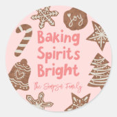Baking Spirits Bright Cookie Exchange Roze Ronde Sticker (Voorkant)