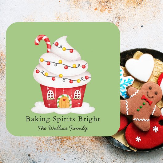 Baking Spirits Bright Cupcake Kerstvakantie  Vierkante Sticker