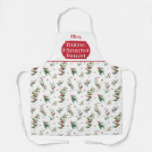 Baking Spirits Bright Floral Monogrammed Kerstmis Schort (Voorkant)