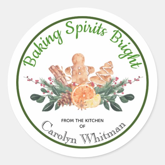 Baking Spirits Bright Food Gift "from Kitchen of" Ronde Sticker (Voorkant)