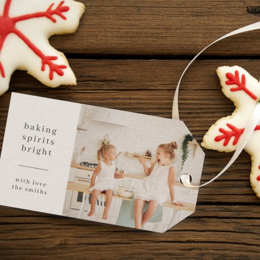 Baking Spirits Bright | Fun Kinder Photo Neutral Cadeaulabel