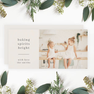 Baking Spirits Bright Fun Kinder Photo Neutral Feestdagenkaart