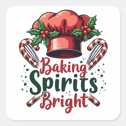 Baking Spirits Bright Funny Baking Chef Baker Vierkante Sticker (Voorkant)