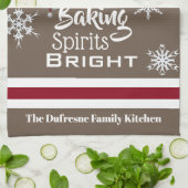 Baking Spirits Bright, gepersonaliseerd feestkeuke Theedoek (Gevouwen)