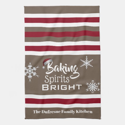 Baking Spirits Bright, gepersonaliseerd feestkeuke Theedoek (Verticaal)