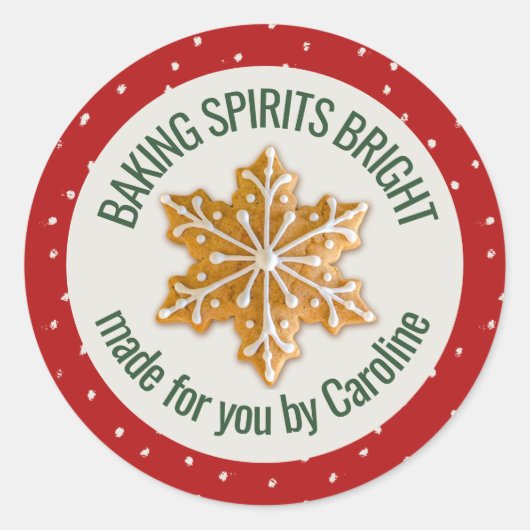 Baking Spirits Bright | Gingerbread Cookie Custom Ronde Sticker (Voorkant)