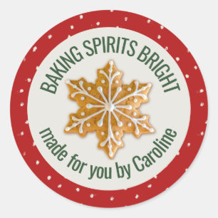 Baking Spirits Bright   Gingerbread Cookie Custom Ronde Sticker