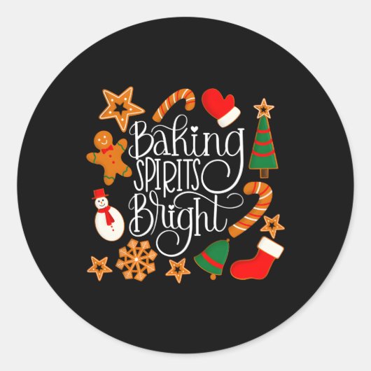 Baking Spirits Bright Gingerbread Cookies Donker Ronde Sticker (Voorkant)