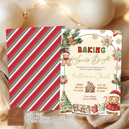 Baking Spirits Bright Gingerbread Holiday Party Kaart