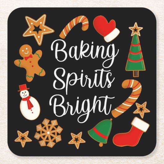 Baking Spirits Bright Gingerbrood kerstkoekje Kartonnen Onderzetters (Voorkant)