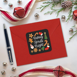 Baking Spirits Bright Gingerbrood kerstkoekje Vierkante Sticker