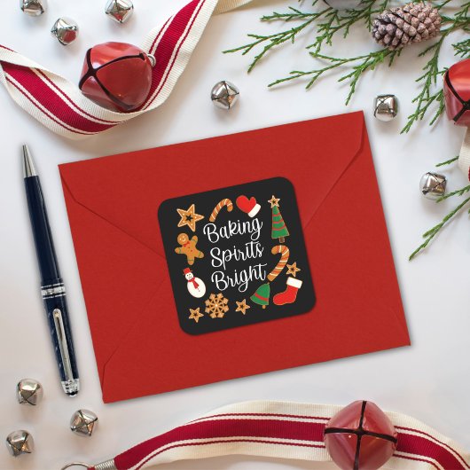 Baking Spirits Bright Gingerbrood kerstkoekje Vierkante Sticker