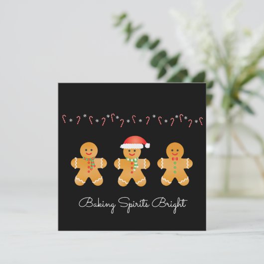 Baking Spirits Bright Gingerbrood Mannen Feestdagenkaart (Staand voorkant)