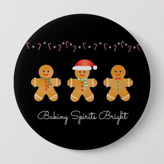 Baking Spirits Bright Gingerbrood Mannen Ronde Button 4,0 Cm (Voorkant)