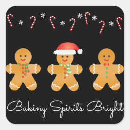 Baking Spirits Bright Gingerbrood Mannen Vierkante Sticker