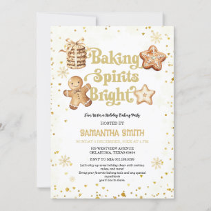 Baking Spirits Bright Gold Christmas Baking Party Kaart